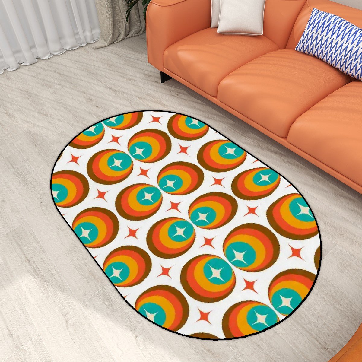 Kate McEnroe New York Mid Mod Retro Orbs Oval Rug, Mid Century Modern Geometric Space Age Floor Mat, 60s Kitsch Atomic Starburst Area RugRugsVIIHFh5Hql