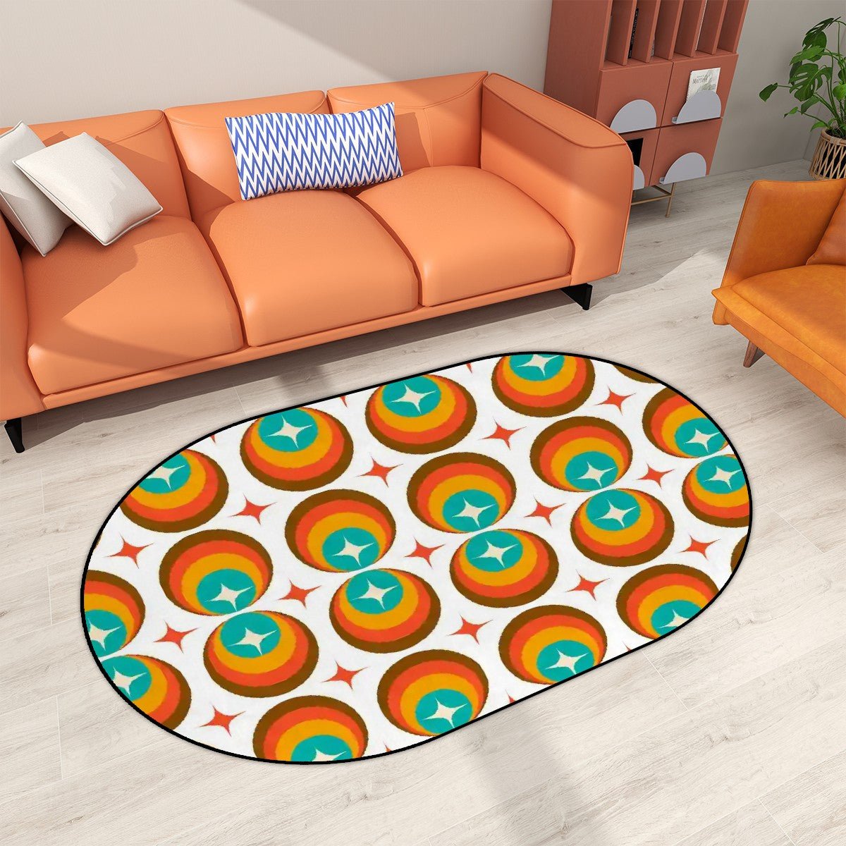 Kate McEnroe New York Mid Mod Retro Orbs Oval Rug, Mid Century Modern Geometric Space Age Floor Mat, 60s Kitsch Atomic Starburst Area RugRugsVIIHFh5Hql