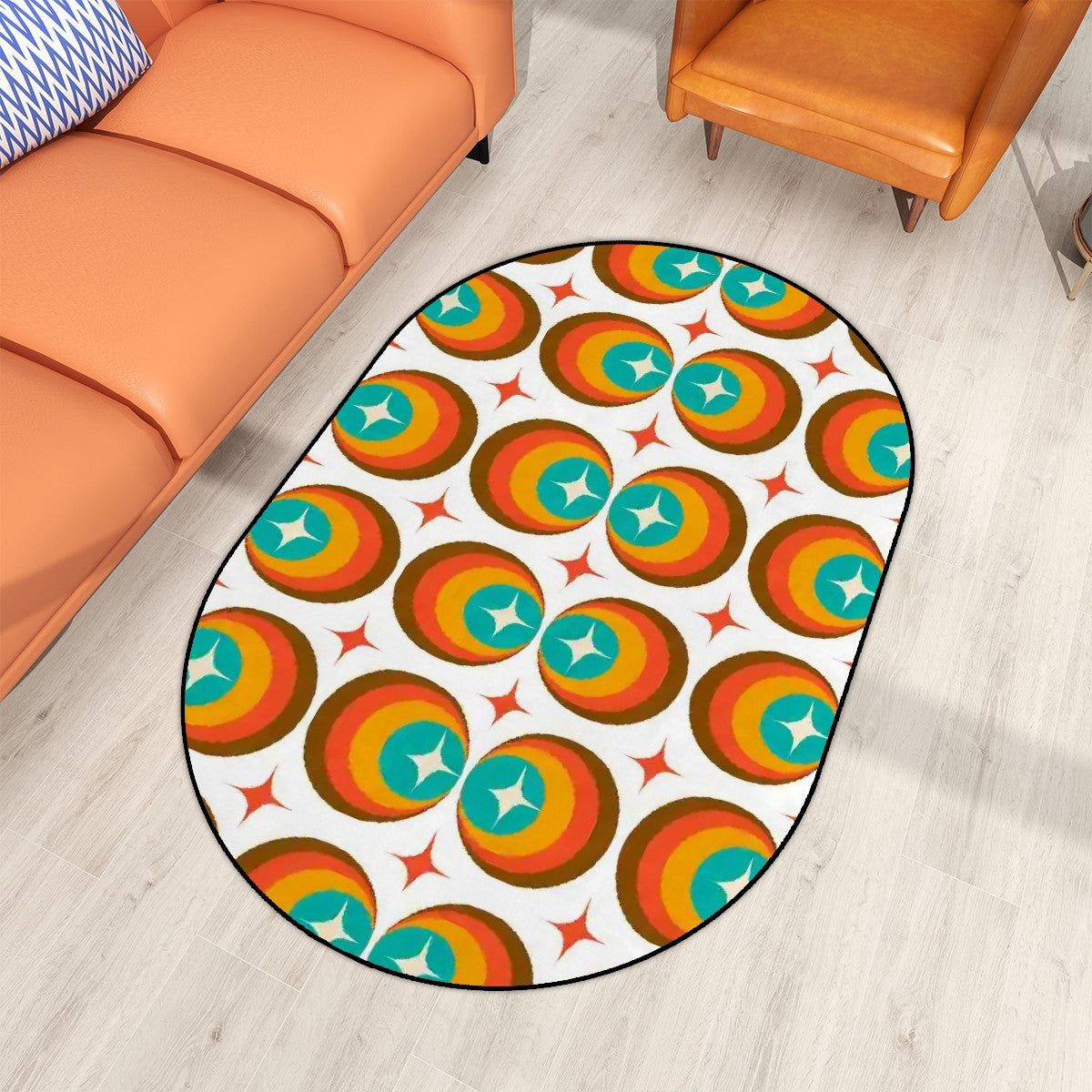 Kate McEnroe New York Mid Mod Retro Orbs Oval Rug, Mid Century Modern Geometric Space Age Floor Mat, 60s Kitsch Atomic Starburst Area RugRugsVIIHFh5Hql