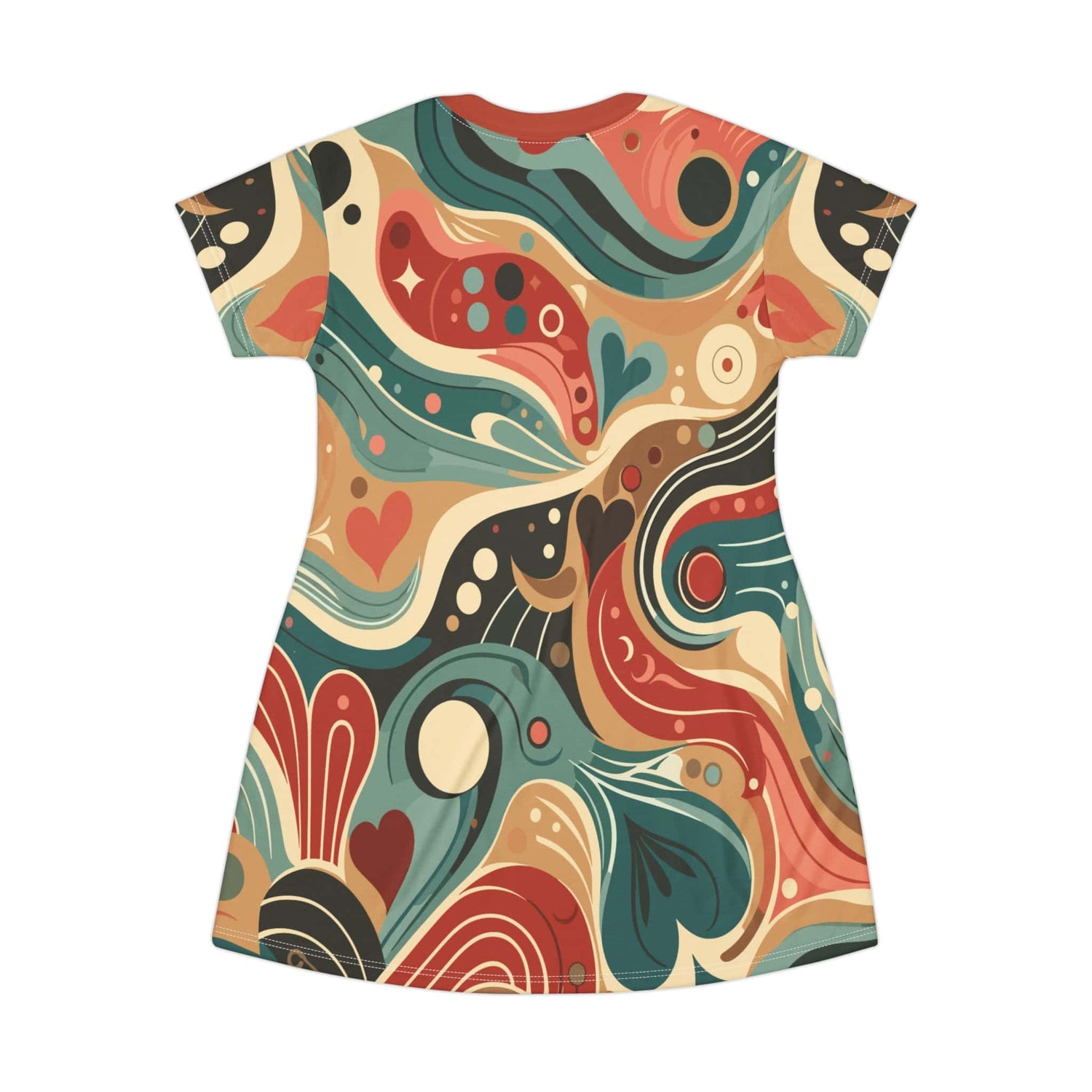 Kate McEnroe New York Mid Mod Retro Swirl T - Shirt Dress, Groovy Hippie Psychedelic Hipster Style Party DressDresses20885766076154020690