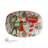 Kate McEnroe New York Mid Mod Retro Vintage 50s Happy Holidays Hostess Platter, MCM Party ServewareServing PlattersHHPL - 01