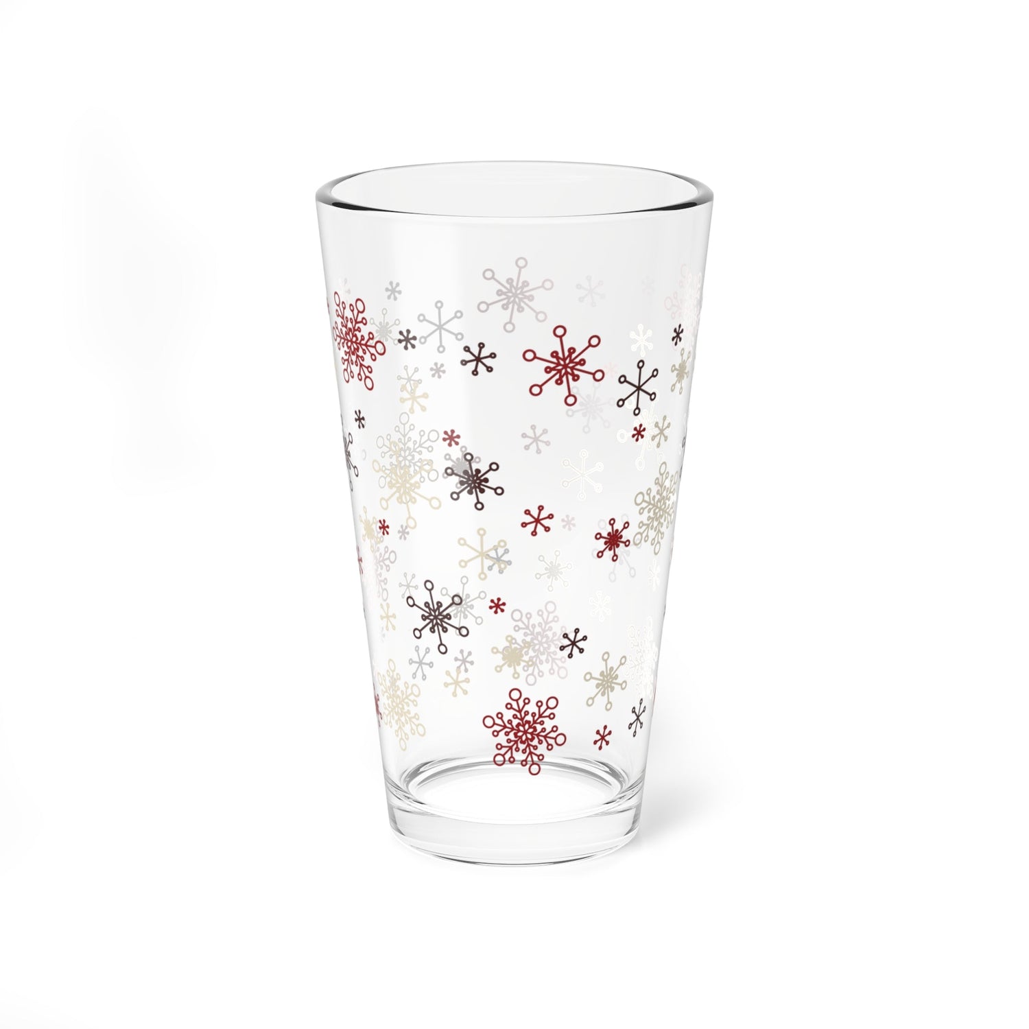 Kate McEnroe New York Mid Mod Retro Vintage Christmas Snowflakes Starbursts Pint Glass, MCM Holiday Cocktail Bar GlassPint Glasses13098944330230563657