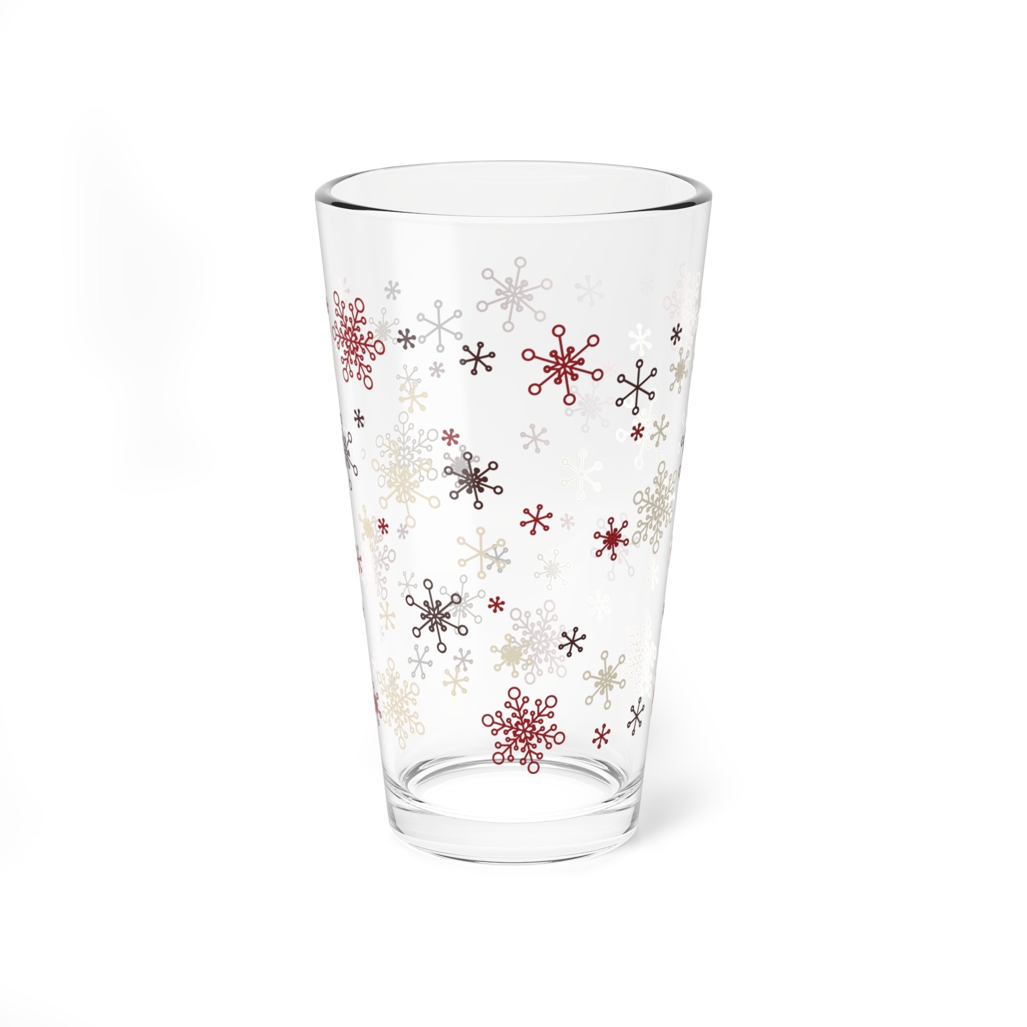 Kate McEnroe New York Mid Mod Retro Vintage Christmas Snowflakes Starbursts Pint Glass, MCM Holiday Cocktail Bar GlassPint Glasses13098944330230563657