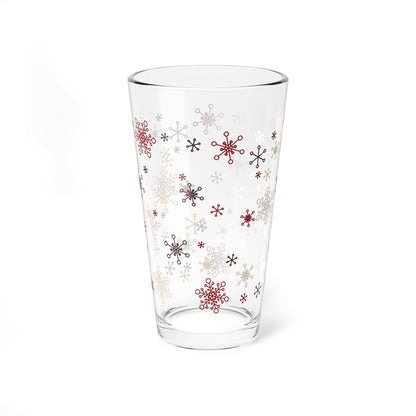 Kate McEnroe New York Mid Mod Retro Vintage Christmas Snowflakes Starbursts Pint Glass, MCM Holiday Cocktail Bar GlassPint Glasses13098944330230563657