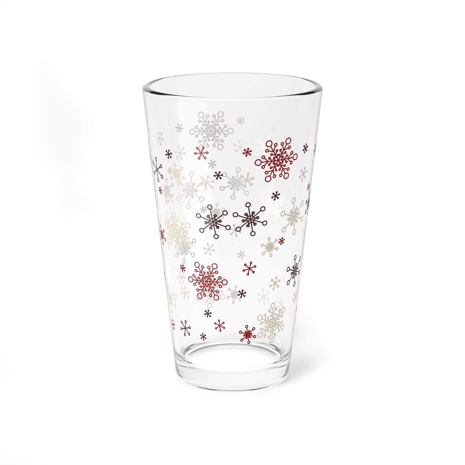 Kate McEnroe New York Mid Mod Retro Vintage Christmas Snowflakes Starbursts Pint Glass, MCM Holiday Cocktail Bar GlassPint Glasses13098944330230563657