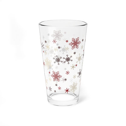 Kate McEnroe New York Mid Mod Retro Vintage Christmas Snowflakes Starbursts Pint Glass, MCM Holiday Cocktail Bar GlassPint Glasses13098944330230563657