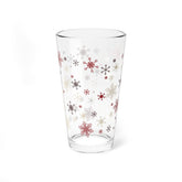 Kate McEnroe New York Mid Mod Retro Vintage Christmas Snowflakes Starbursts Pint Glass, MCM Holiday Cocktail Bar GlassPint Glasses13098944330230563657