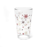 Kate McEnroe New York Mid Mod Retro Vintage Christmas Snowflakes Starbursts Pint Glass, MCM Holiday Cocktail Bar GlassPint Glasses13098944330230563657