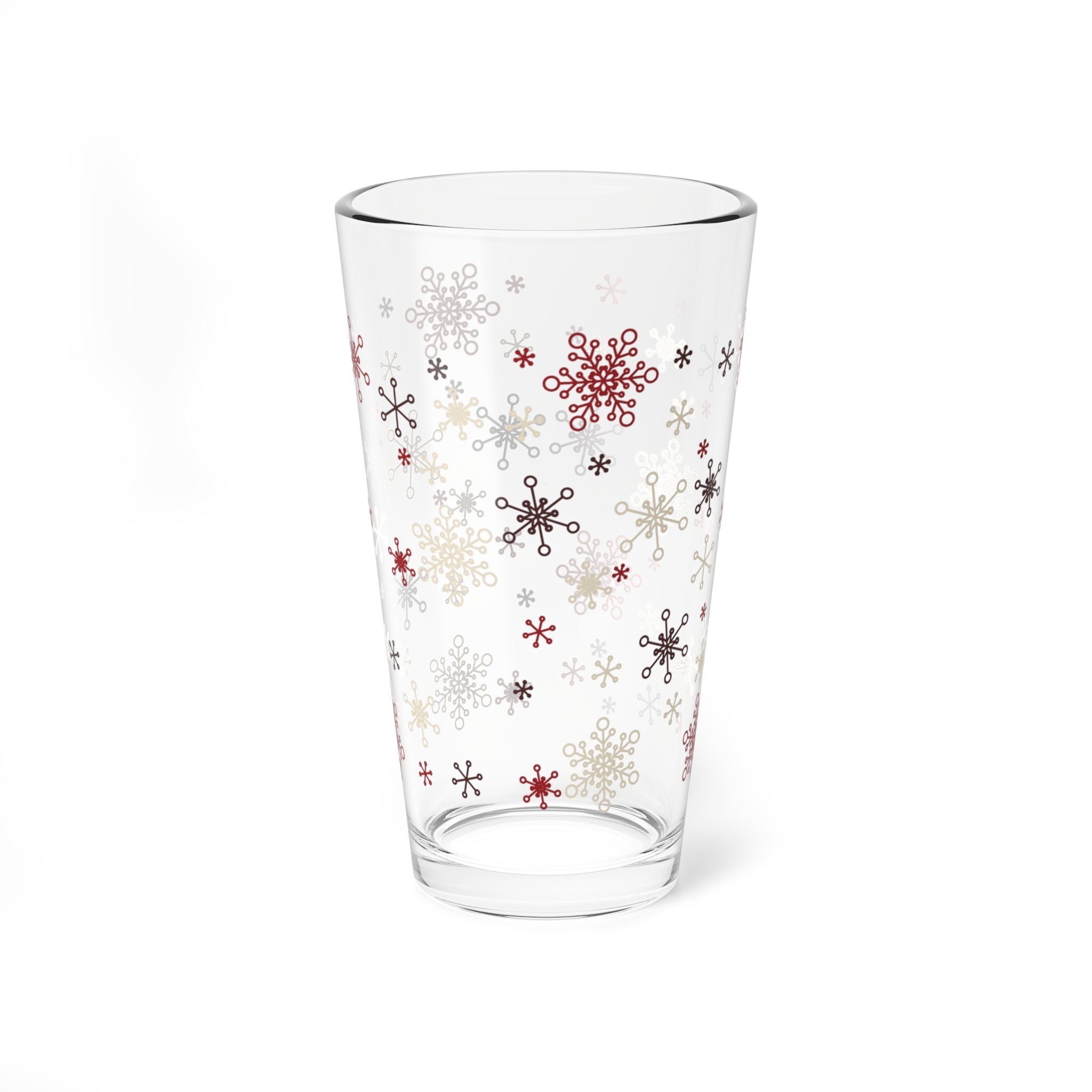 Kate McEnroe New York Mid Mod Retro Vintage Christmas Snowflakes Starbursts Pint Glass, MCM Holiday Cocktail Bar GlassPint Glasses13098944330230563657