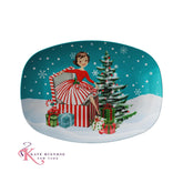 Kate McEnroe New York Mid Mod Snowy Christmas Party Platter, Retro Vintage Kitsch Holiday TrayServing PlattersMM - SNOWY - PLTR