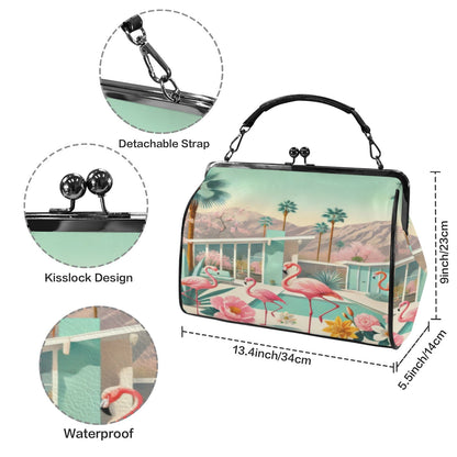 Kate McEnroe New York Mid Mod Swanky Palm Springs Flamingo Kisslock PurseCrossbody BagsD3266998