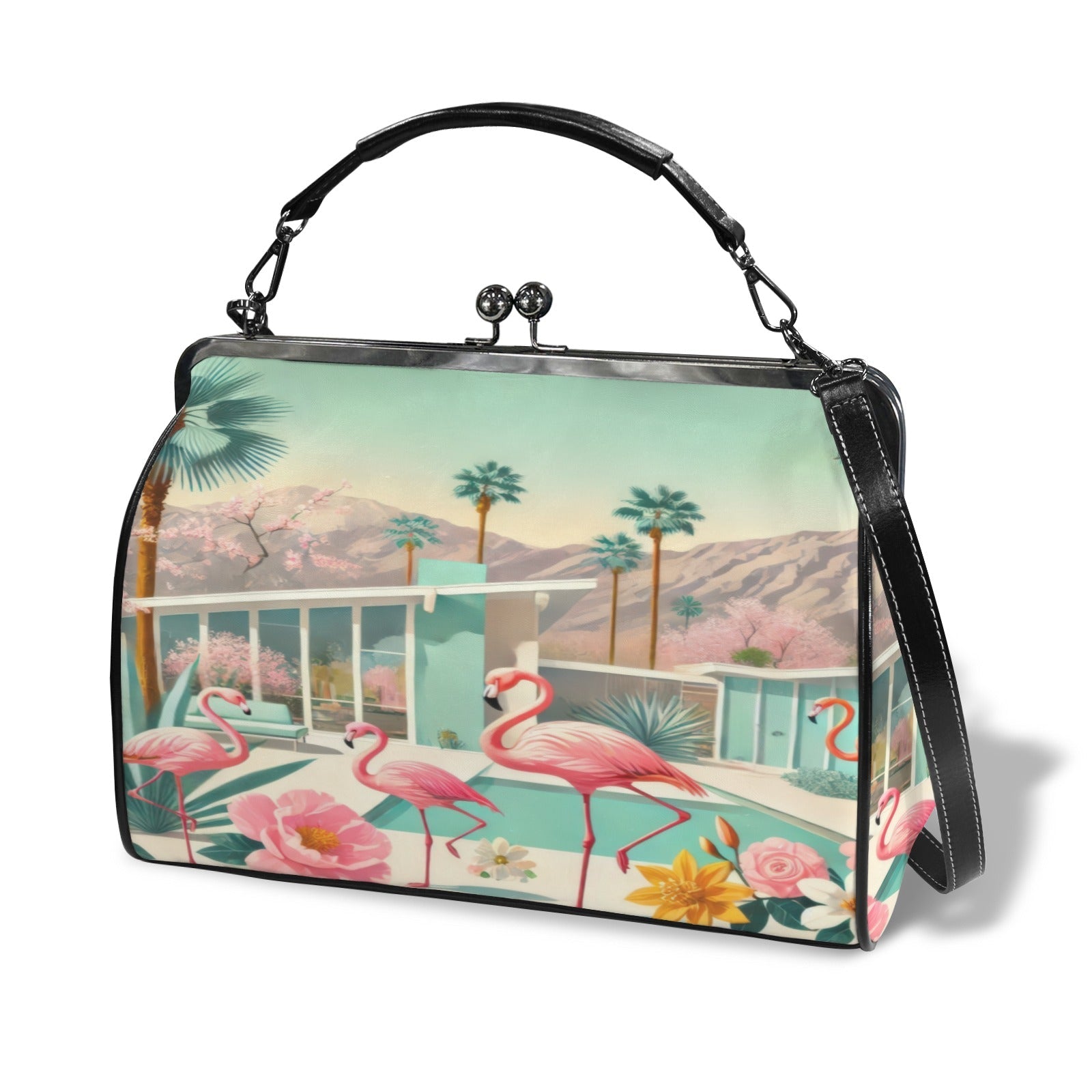 Kate McEnroe New York Mid Mod Swanky Palm Springs Flamingo Kisslock PurseCrossbody BagsD3266998
