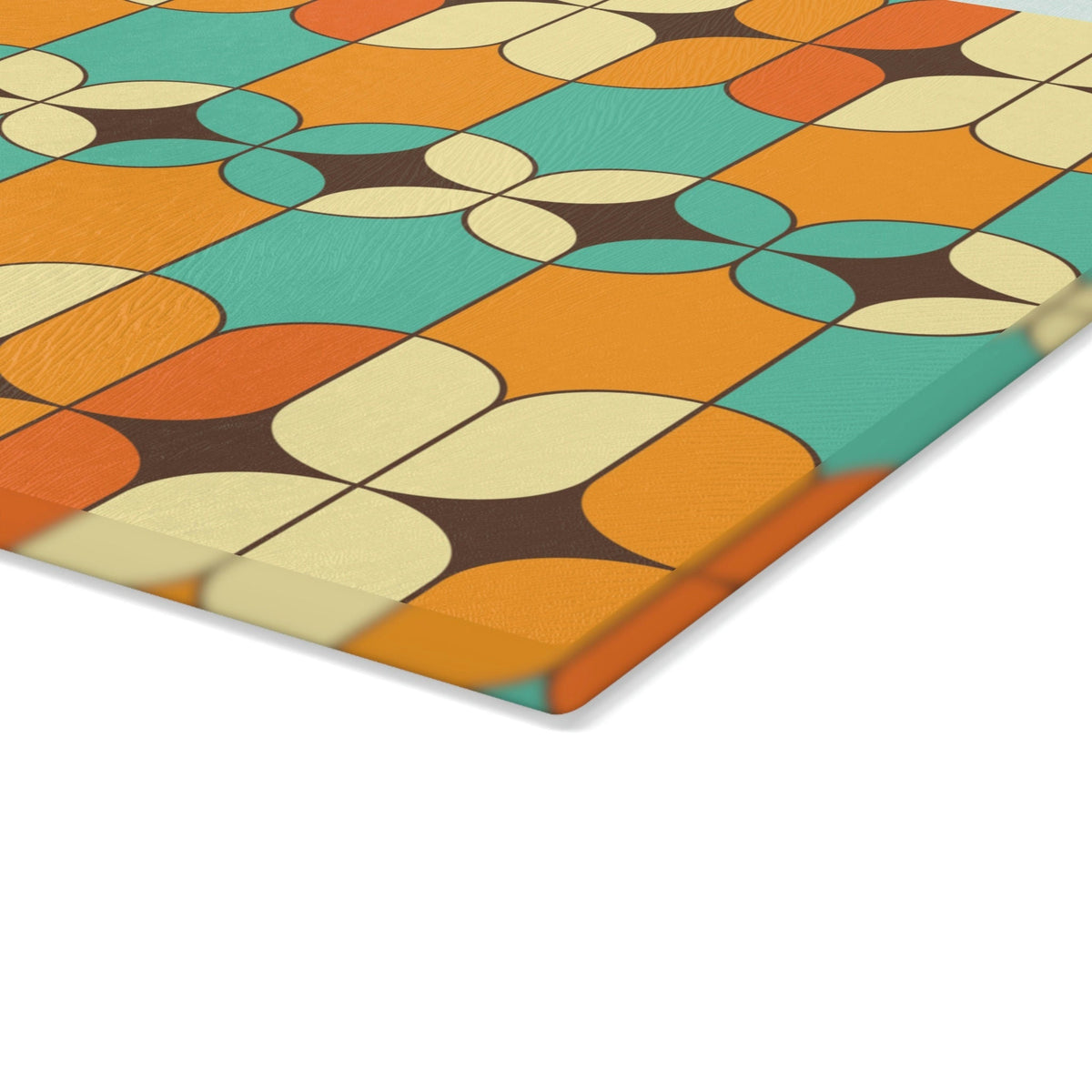 Kate McEnroe New York Mid Mod Vintage Atomic Age Glass Cutting Board, Geometric Tempered Glass Chopping Board, Retro Orange, Turquoise Mid Century Modern KitchenCutting Boards25031244218093154052