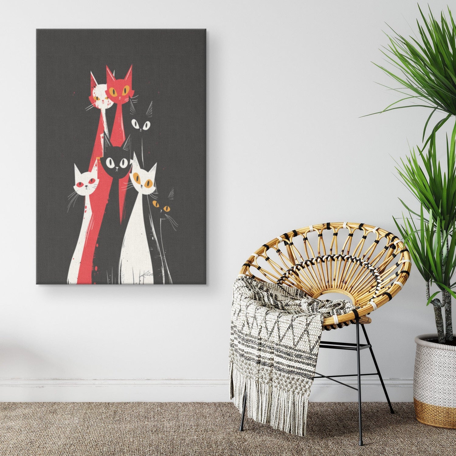 Kate McEnroe New York Minimalist Atomic Cat Retro Abstract Mid Century Canvas Wall ArtCanvas Wall Art139004