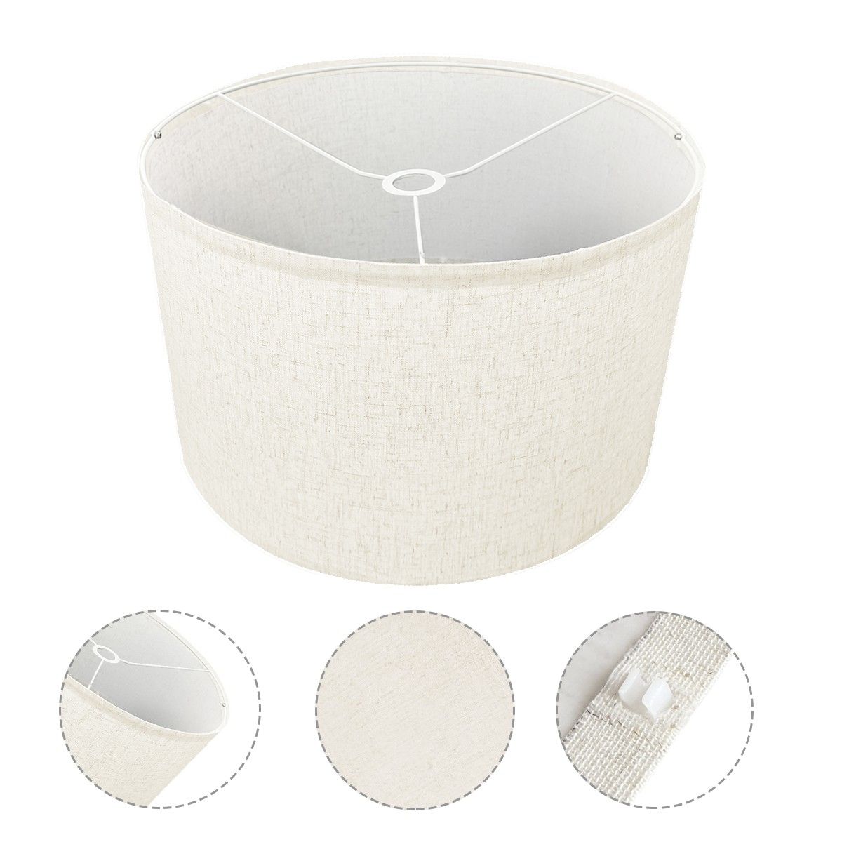 Kate McEnroe New York Minimalist White Linen Drum Lamp Shade, Modern Contemporary DecorLamp ShadesMdsswsG8w0