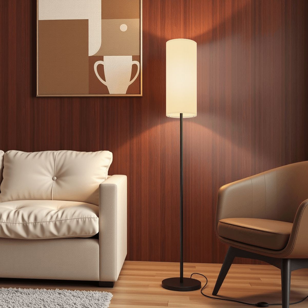 Kate McEnroe New York Minimalist White Linen Slim Cylinder Lamp Shade, Modern Lighting for Contemporary DecorLamp ShadesKpxLOGXk0K