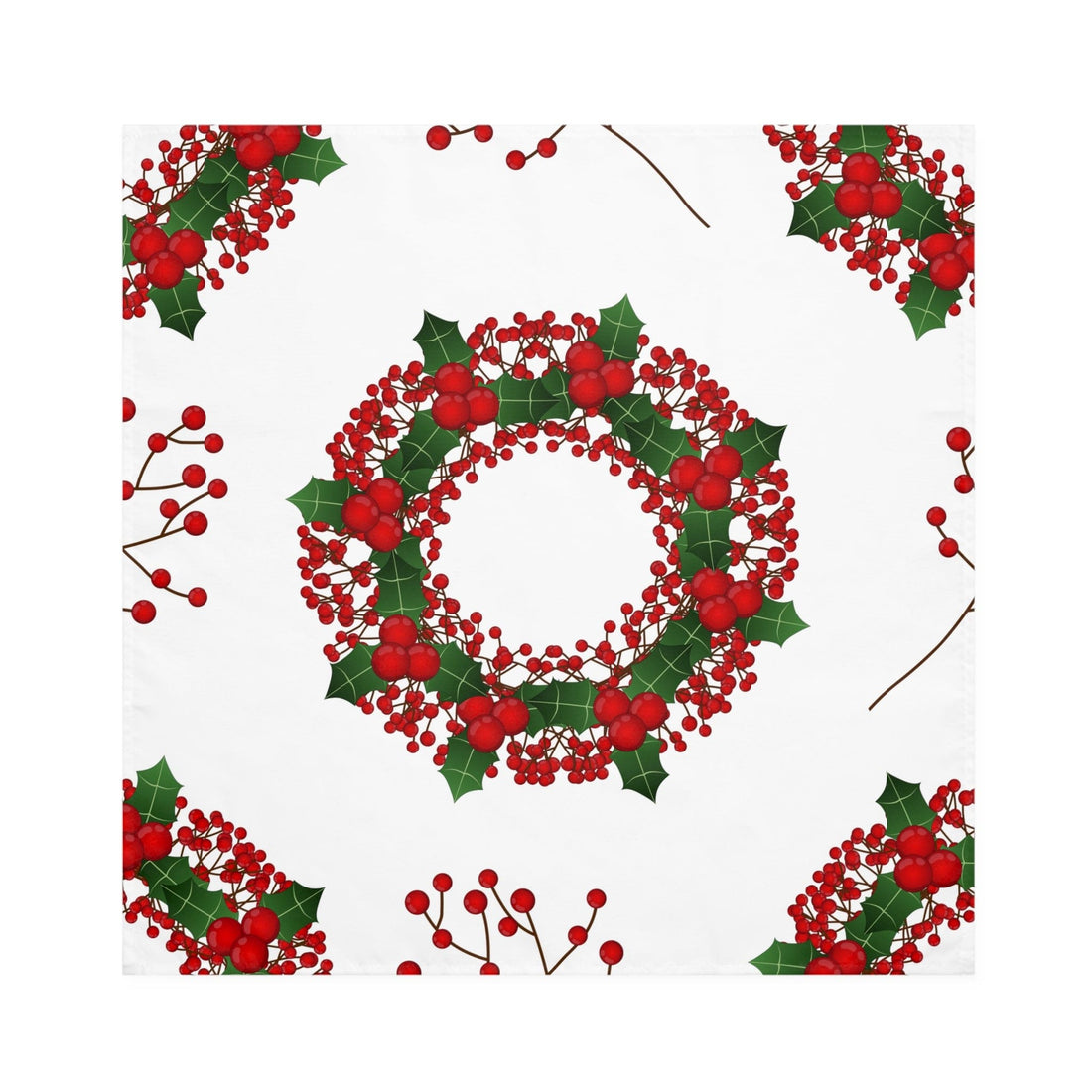 Printify Mistletoes, Holly, Red Berries Christmas Napkins -  Set of 4 Accessories 4-piece set / White / 19&quot; × 19&quot; 29840864452940782078
