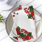 Kate McEnroe New York Mistletoes, Holly, Red Berries Christmas Napkins - Set of 4Napkins29840864452940782078