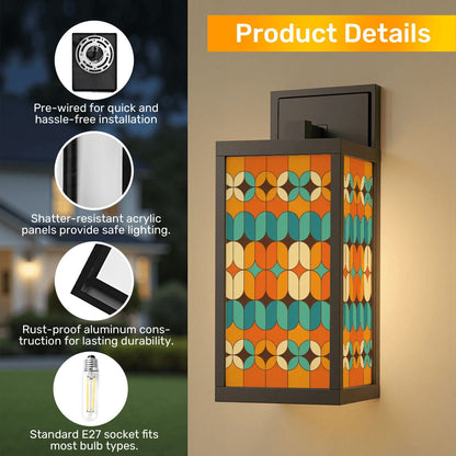 Kate McEnroe New York Mod 50s Outdoor Wall Sconce, Mid Century Modern Retro Porch Light, MCM Geometric Accent FixtureOutdoor Wall LightsD2VLvyAmSA