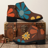 Kate McEnroe New York Mod Daisy Ankle Boots, Retro 70s MCM Floral Women&