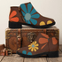 Kate McEnroe New York Mod Daisy Ankle Boots, Retro 70s MCM Floral Women&