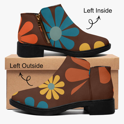 Kate McEnroe New York Mod Daisy Ankle Boots, Retro 70s MCM Floral Women&