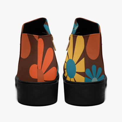 Kate McEnroe New York Mod Daisy Ankle Boots, Retro 70s MCM Floral Women&
