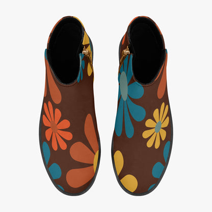 Kate McEnroe New York Mod Daisy Ankle Boots, Retro 70s MCM Floral Women&