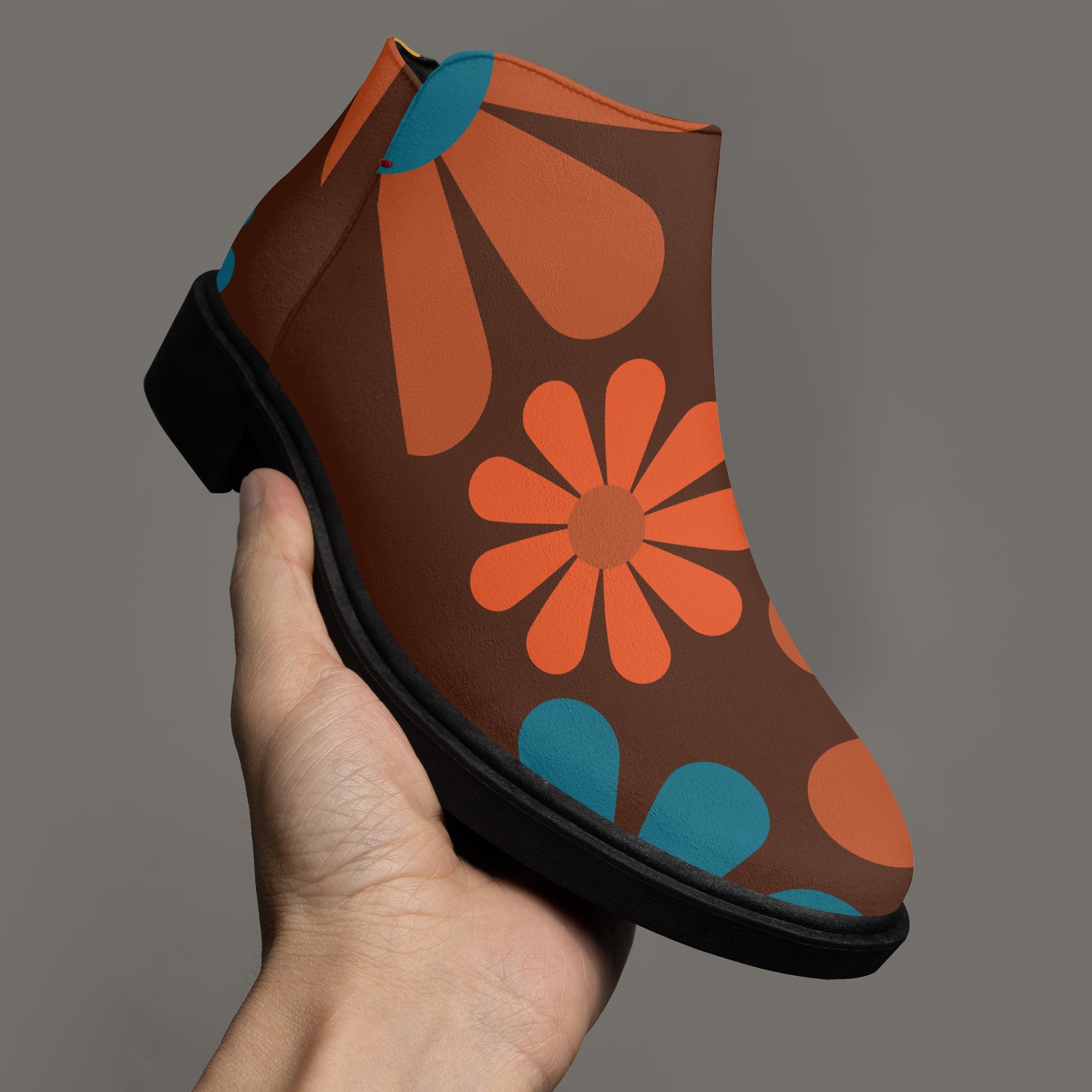 Kate McEnroe New York Mod Daisy Ankle Boots, Retro 70s MCM Floral Women&