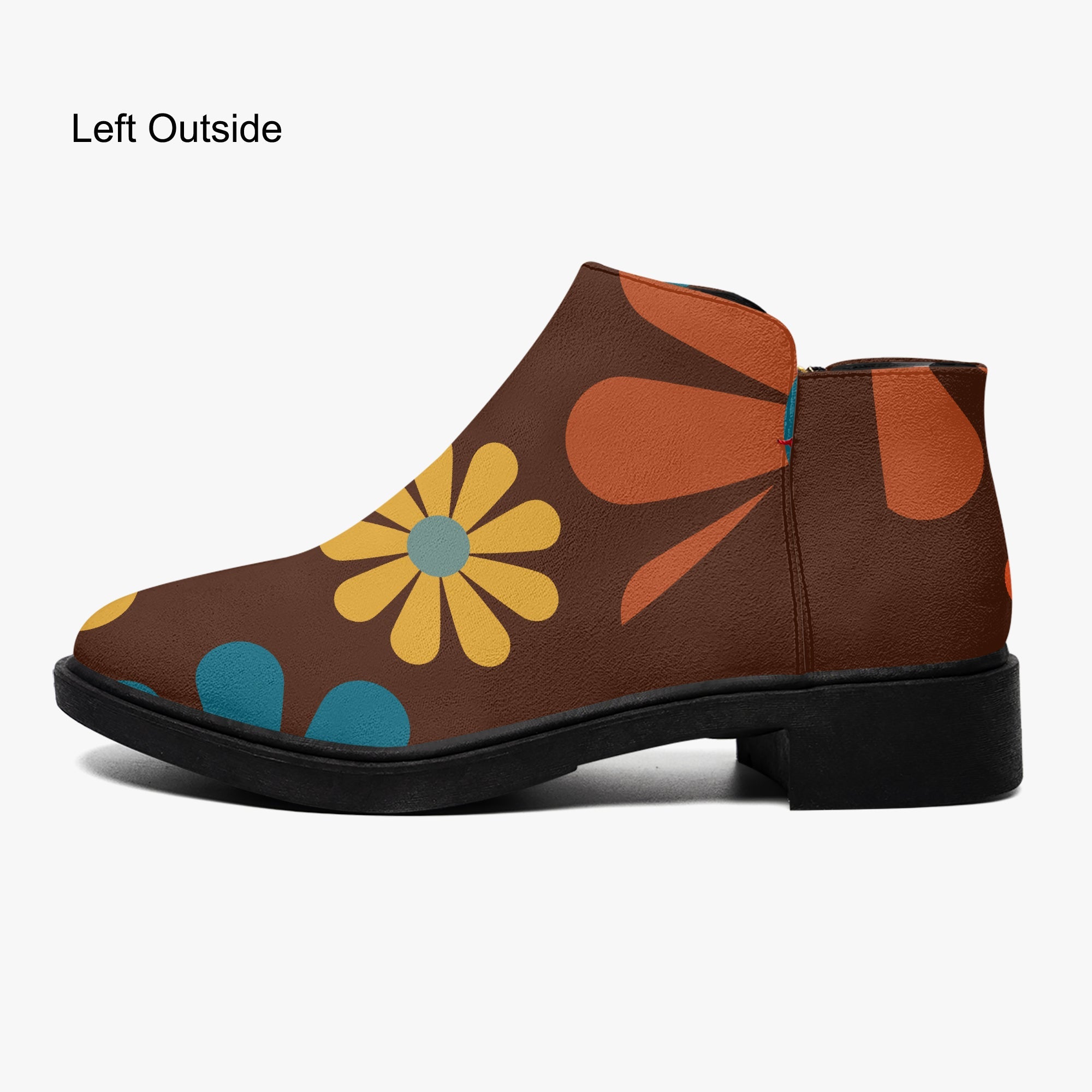 Kate McEnroe New York Mod Daisy Ankle Boots, Retro 70s MCM Floral Women&