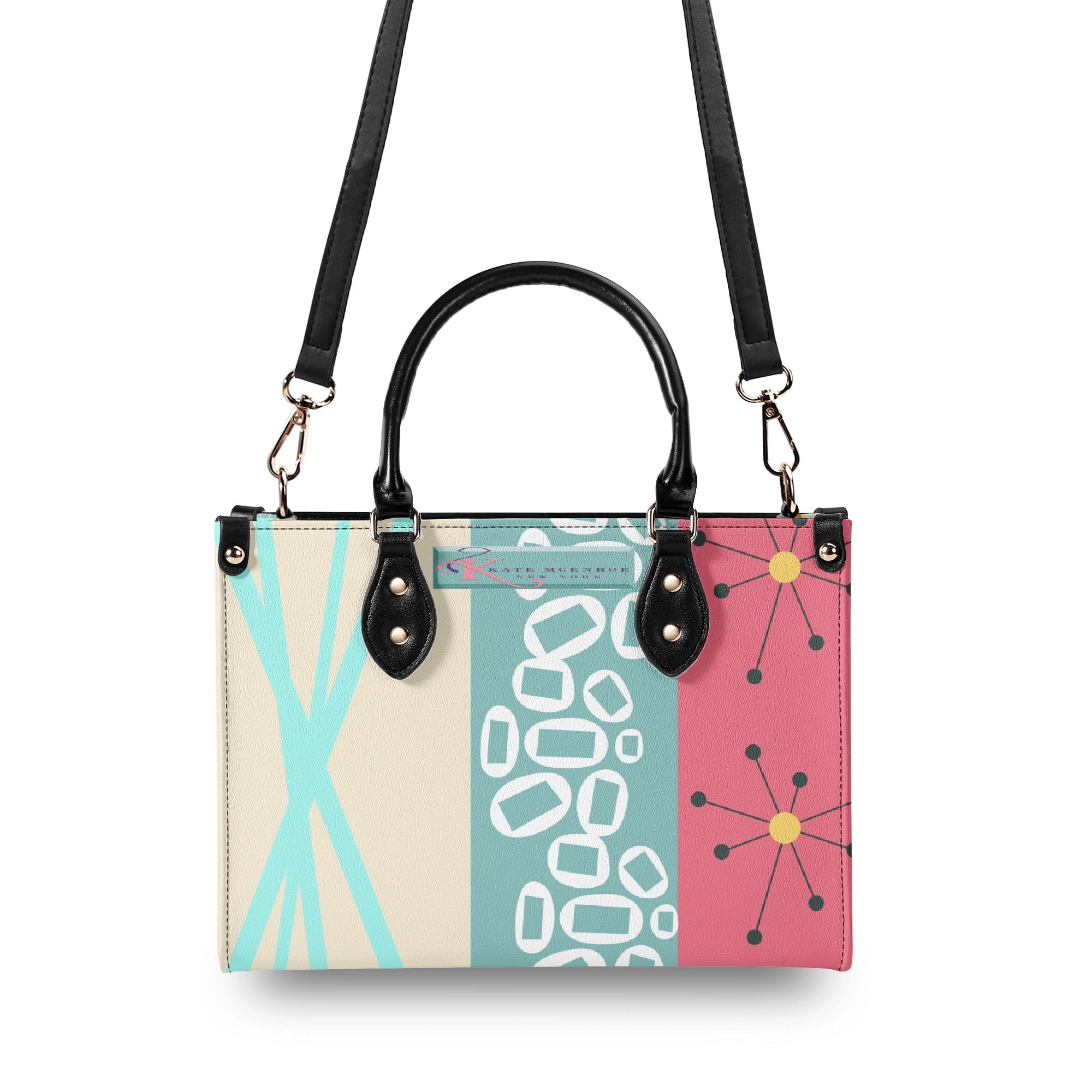 Kate McEnroe New York Mod Lounge Atomic Kitsch Cat Satchel, Retro Mid Century Modern Sputnik HandbagHandbagsYP63800N - 1
