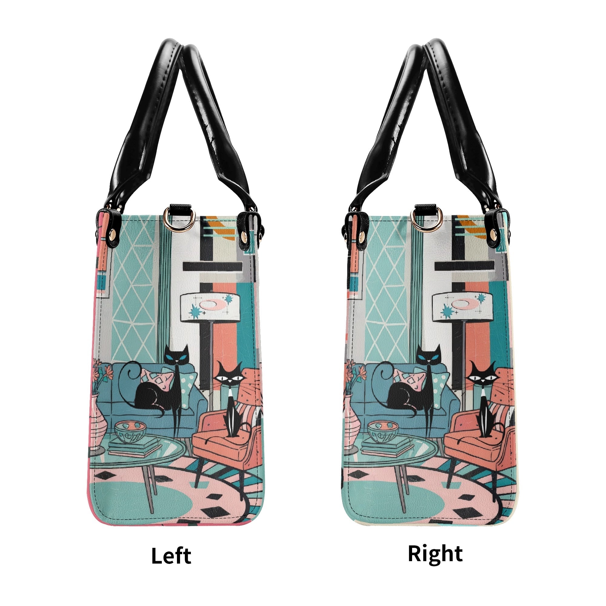 Kate McEnroe New York Mod Lounge Atomic Kitsch Cat Satchel, Retro Mid Century Modern Sputnik HandbagHandbagsYP63800N - 1