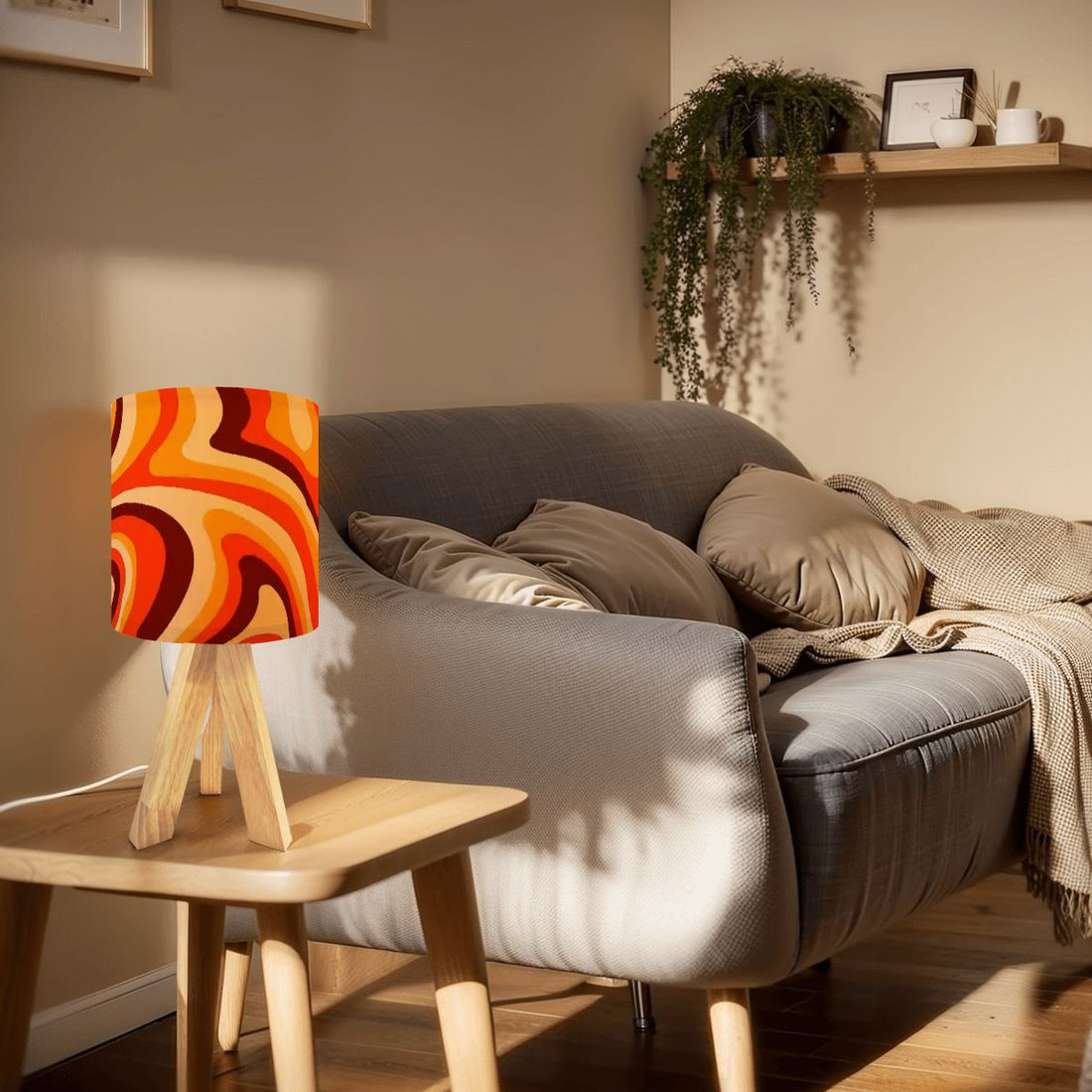 Kate McEnroe New York Mod Psychedelic Tripod Table Lamp, Retro 70s Swirl Lighting, Mid Century Modern Accent LightTable Lampsc7mqKW8xxb