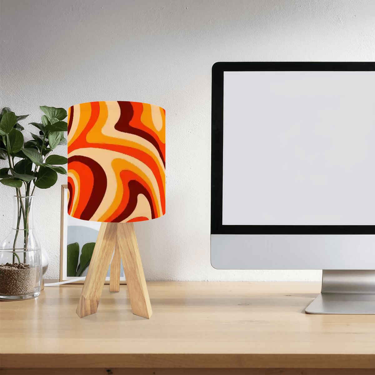 Kate McEnroe New York Mod Psychedelic Tripod Table Lamp, Retro 70s Swirl Lighting, Mid Century Modern Accent LightTable Lampsc7mqKW8xxb