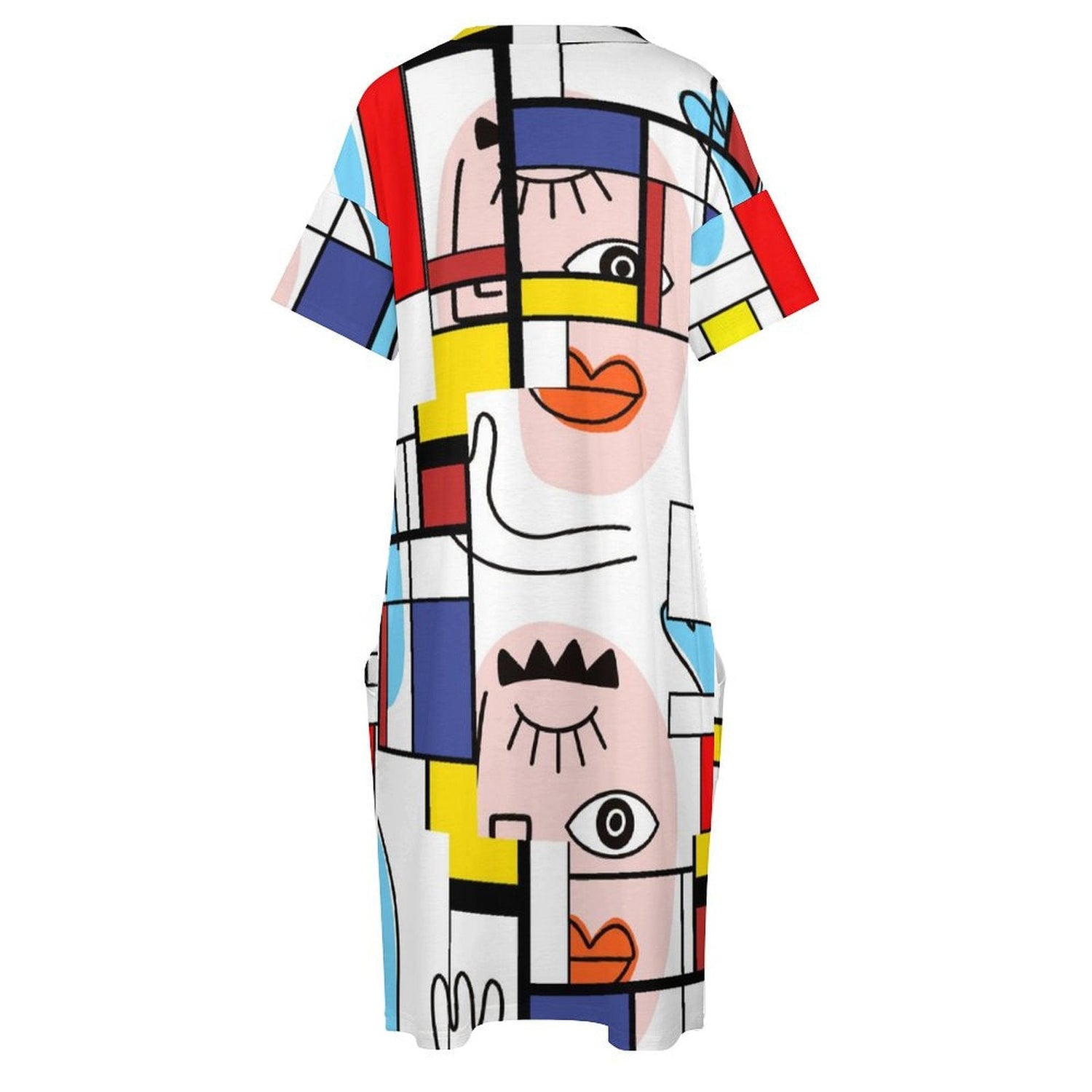 Kate McEnroe New York Mondrian Boho Evil Eye Patchwork Baggy Dress with PocketsDressesD3002646