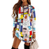 Kate McEnroe New York Mondrian Boho Evil Eye Patchwork Long Sleeve T - shirt DressDressesD3002644