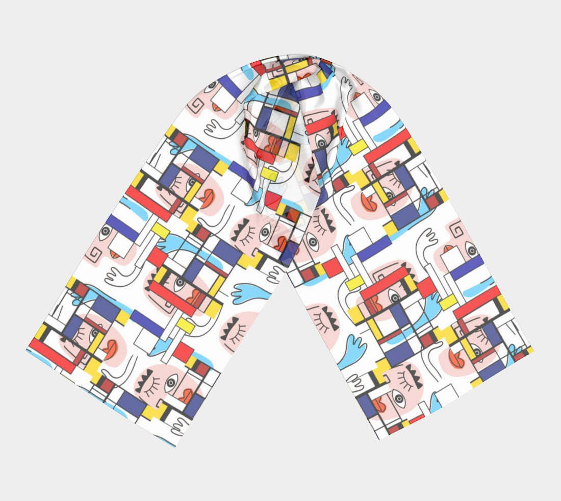 Kate McEnroe New York Mondrian Boho Evil Eye Patchwork Silk Habotai Long ScarfScarves6672580|silk - habotai|10x45