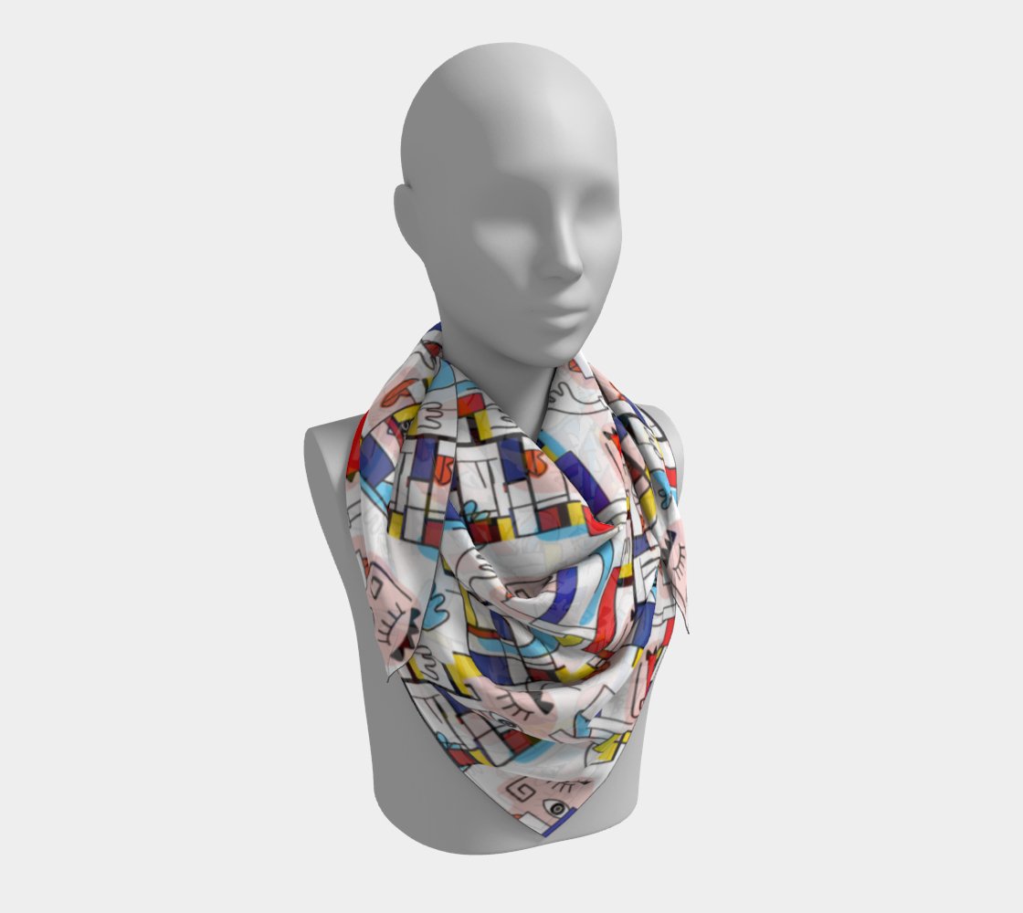 Kate McEnroe New York Mondrian Boho Evil Eye Patchwork Square Silk Habotai ScarfScarves6672584|silk - habotai|16x16