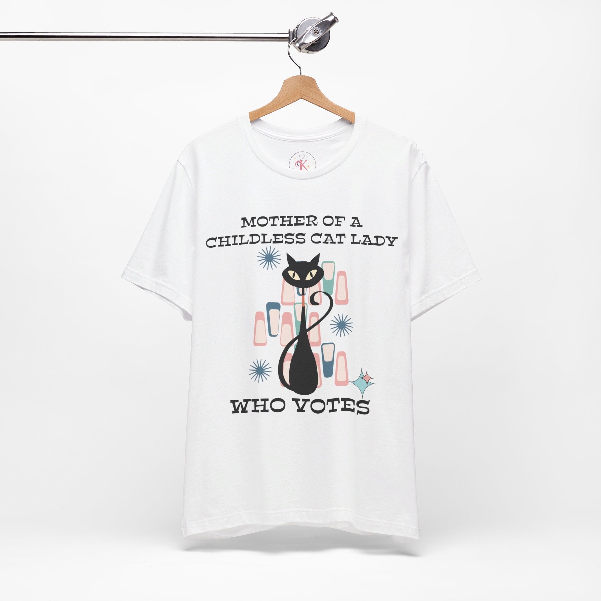 Kate McEnroe New York Mother Of A Childless Cat Lady Who Votes T - Shirt, Retro Atomic Kitschy Cat TeeT - Shirts27339274571039936500