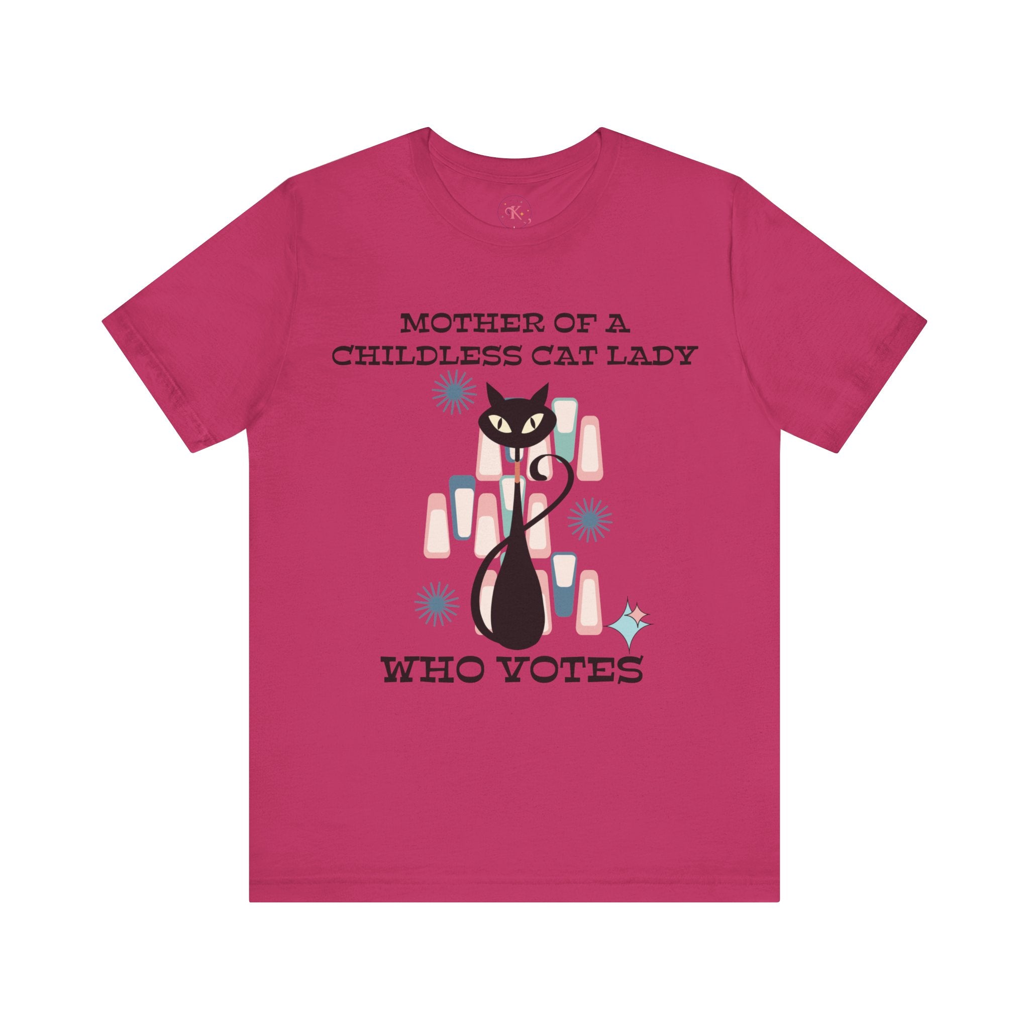 Kate McEnroe New York Mother Of A Childless Cat Lady Who Votes T - Shirt, Retro Atomic Kitschy Cat TeeT - Shirts27339274571039936500