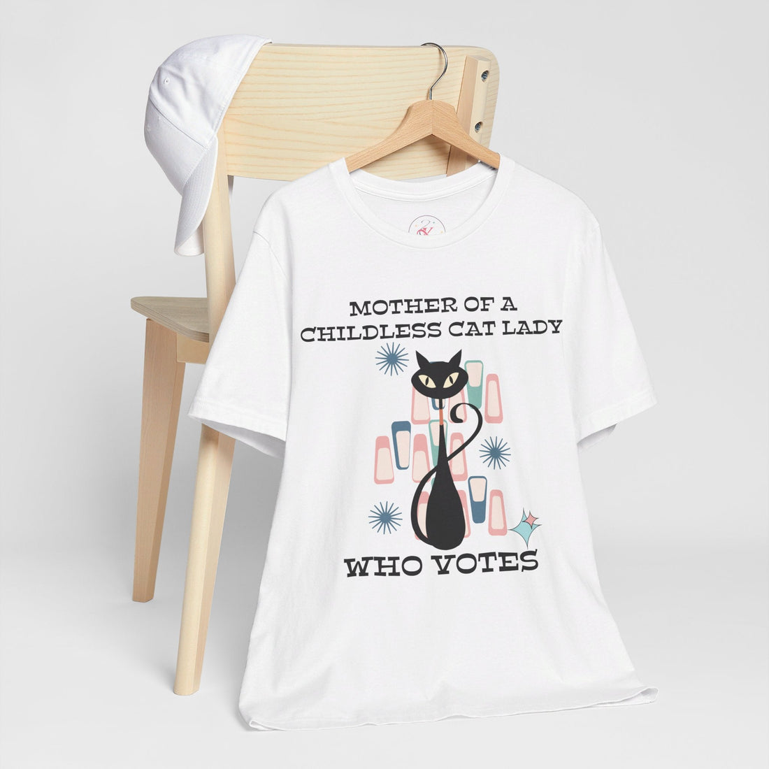 Kate McEnroe New York Mother Of A Childless Cat Lady Who Votes T - Shirt, Retro Atomic Kitschy Cat TeeT - Shirts27339274571039936500