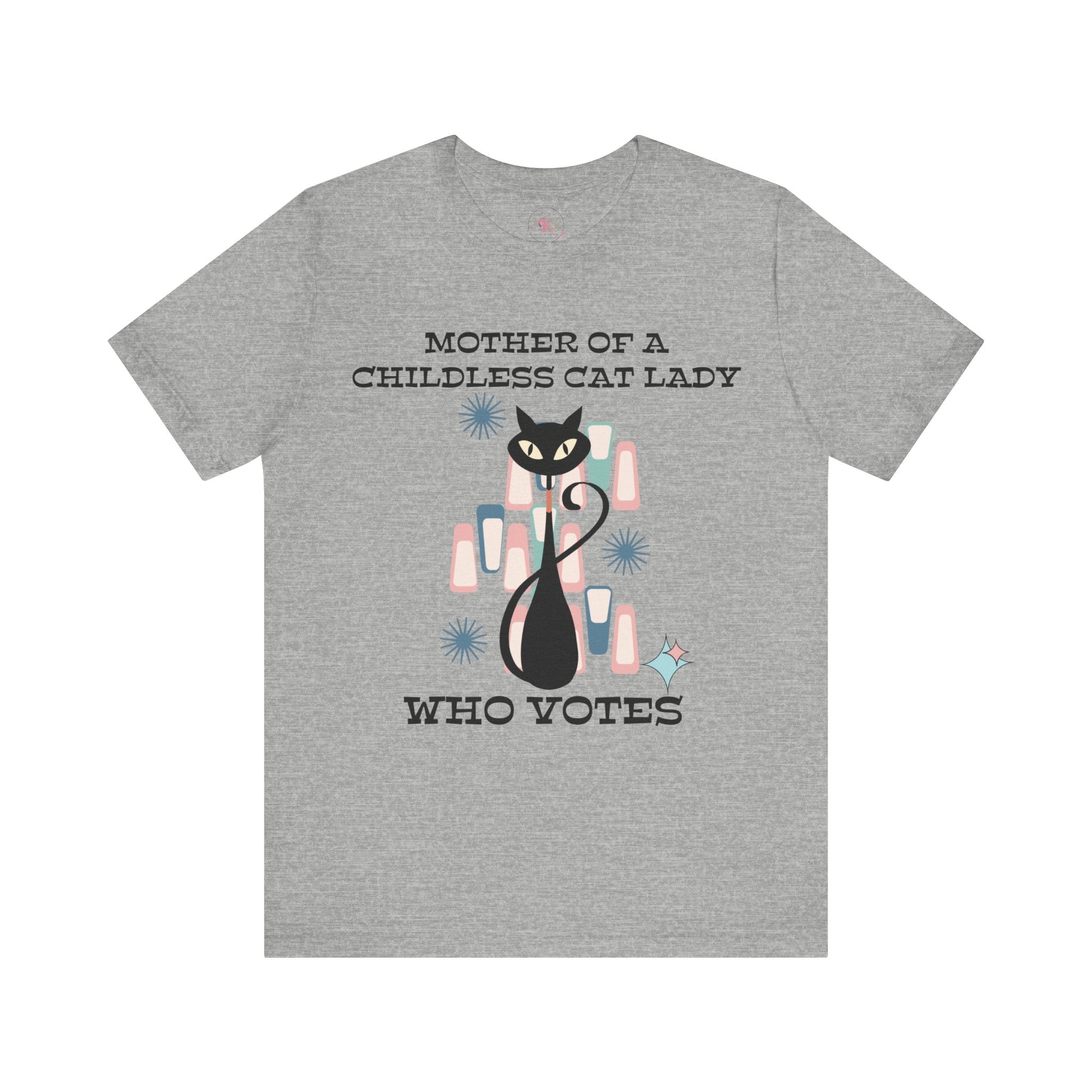 Kate McEnroe New York Mother Of A Childless Cat Lady Who Votes T - Shirt, Retro Atomic Kitschy Cat TeeT - Shirts27339274571039936500