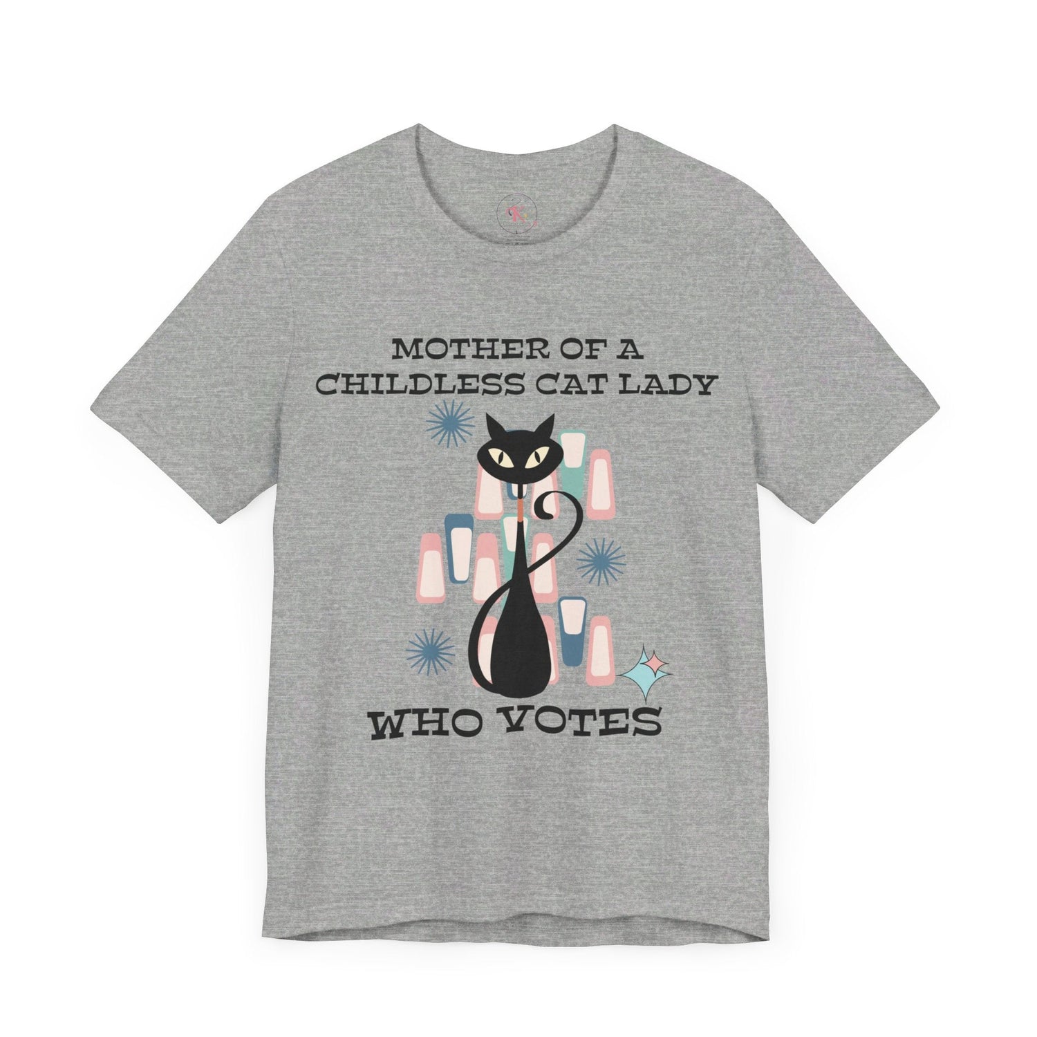 Kate McEnroe New York Mother Of A Childless Cat Lady Who Votes T - Shirt, Retro Atomic Kitschy Cat TeeT - Shirts27339274571039936500