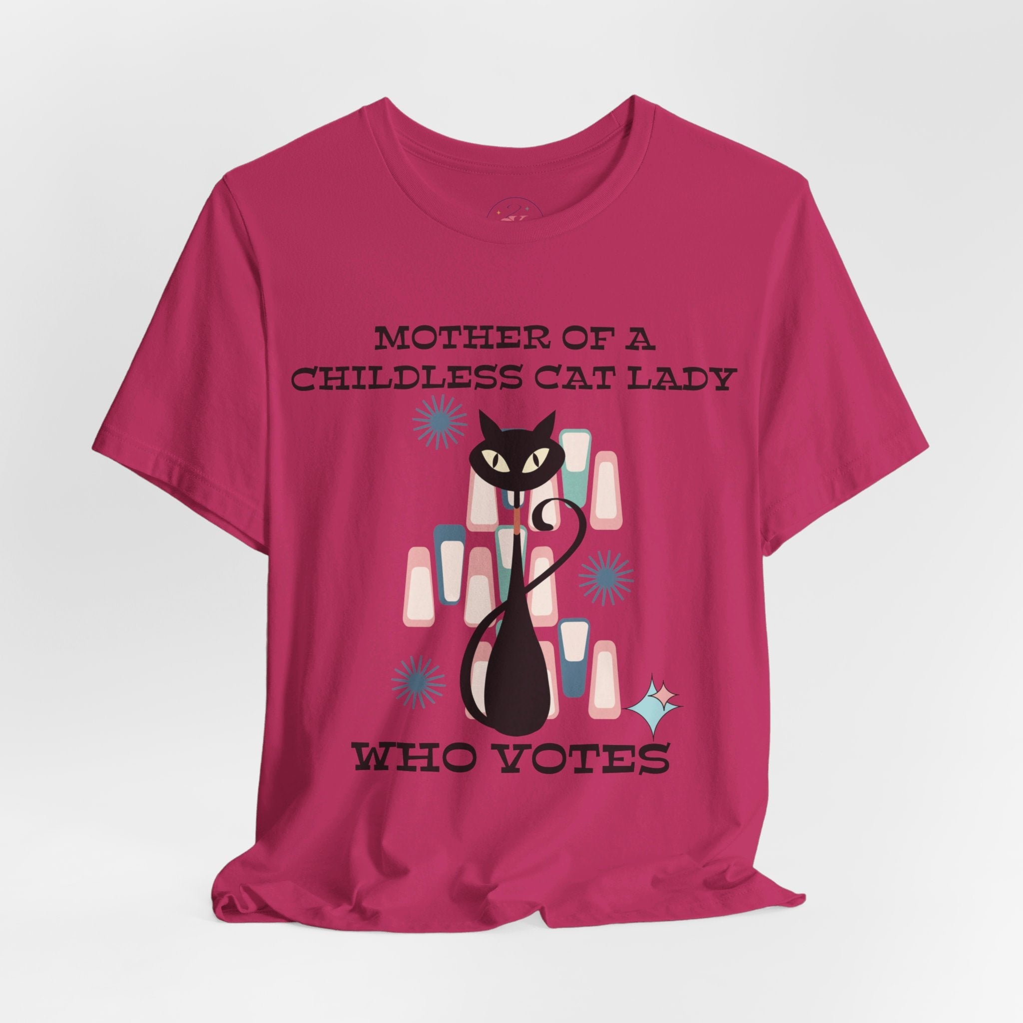 Kate McEnroe New York Mother Of A Childless Cat Lady Who Votes T - Shirt, Retro Atomic Kitschy Cat TeeT - Shirts27339274571039936500