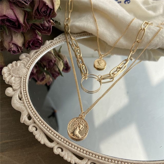 Kate McEnroe New York Multi-layer Chunky Chain Coin Pendant Necklace Necklaces CS52064 219f7b7710m