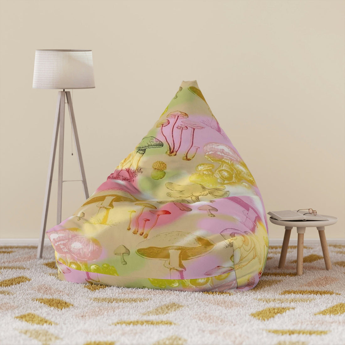 Kate McEnroe New York Mushroom in Pink and Yellow Bean Bag Chair Cover Bean Bag Chair Covers 38&quot; × 42&quot; × 29&quot; / Without insert 59043449642566828038