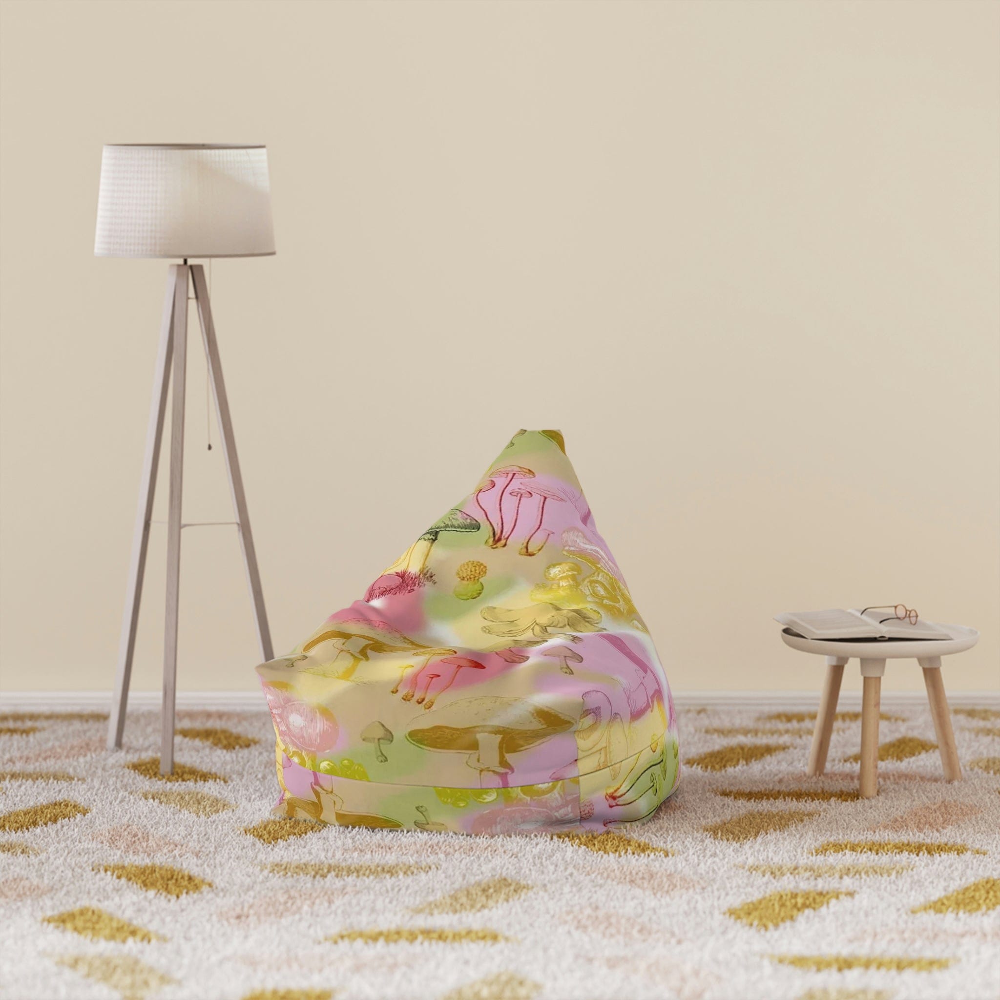 Kate McEnroe New York Mushroom in Pink and Yellow Bean Bag Chair CoverBean Bag Chair Covers11994195477840582544