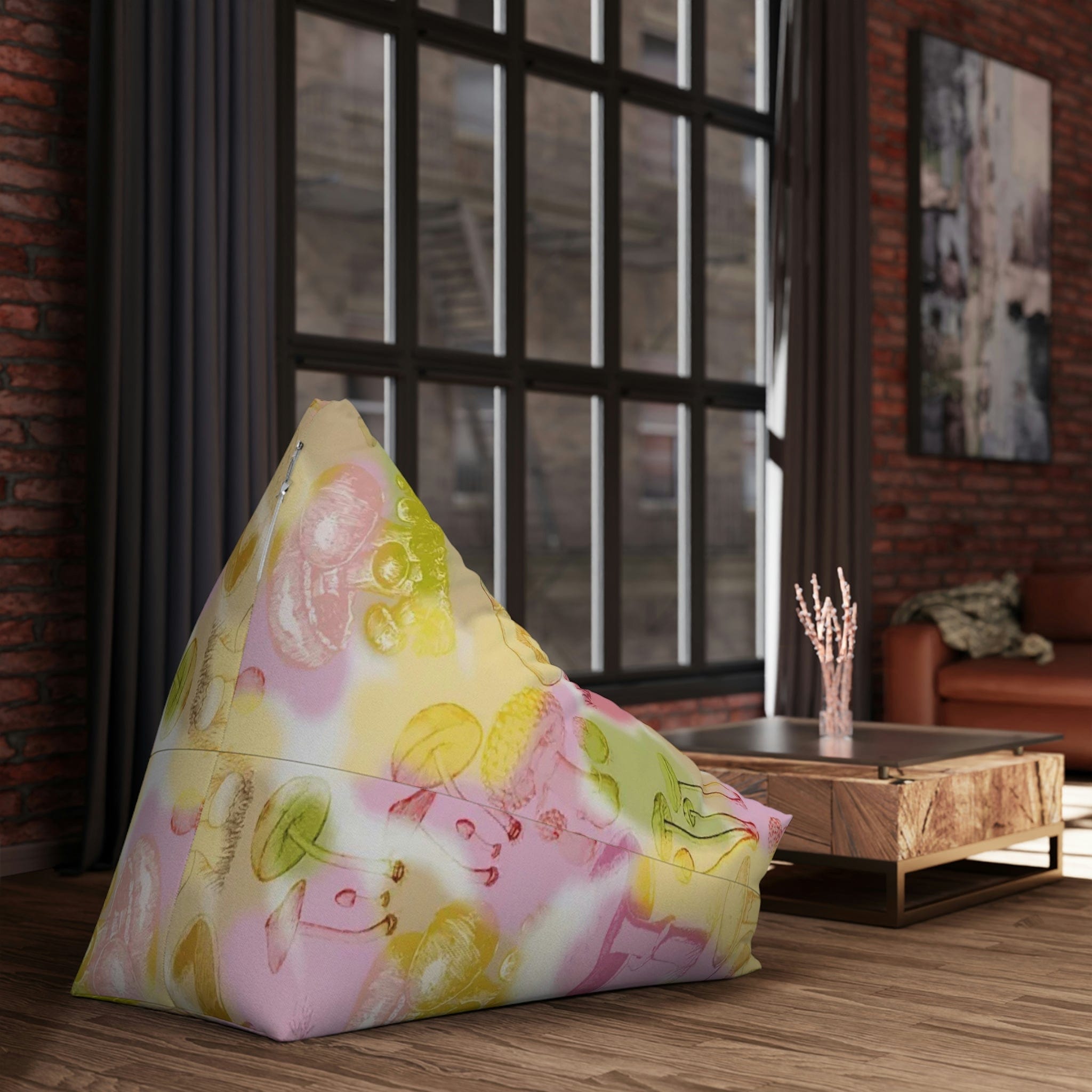 Kate McEnroe New York Mushroom in Pink and Yellow Bean Bag Chair CoverBean Bag Chair Covers59043449642566828038