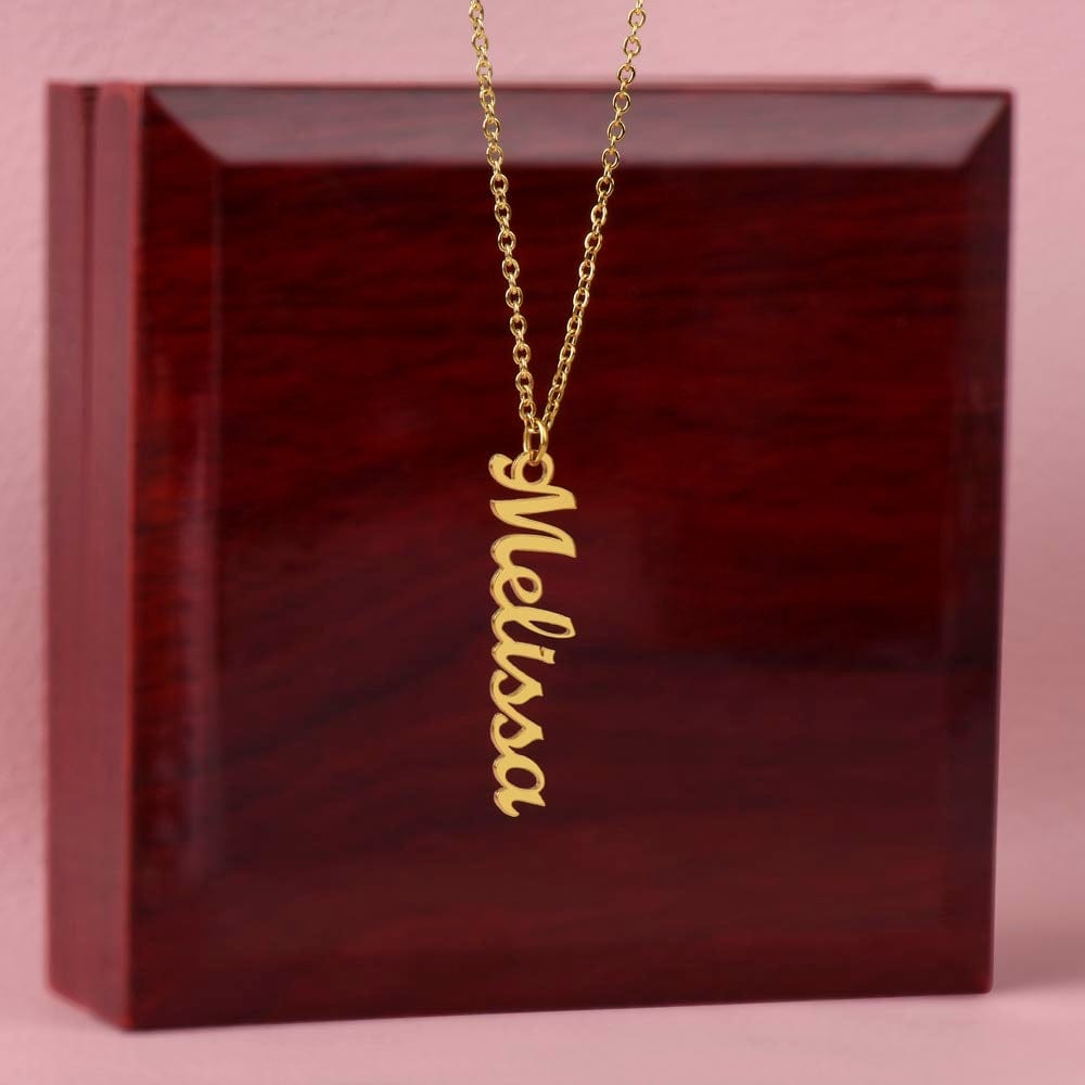 Kate McEnroe New York Name in a Twirl: Personalized Vertical Name Necklace Necklaces 18k Yellow Gold Finish / Luxury Box SO-11016132