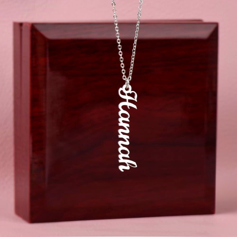 Kate McEnroe New York Name in a Twirl: Personalized Vertical Name Necklace Necklaces Polished Stainless Steel / Luxury Box SO-11016130